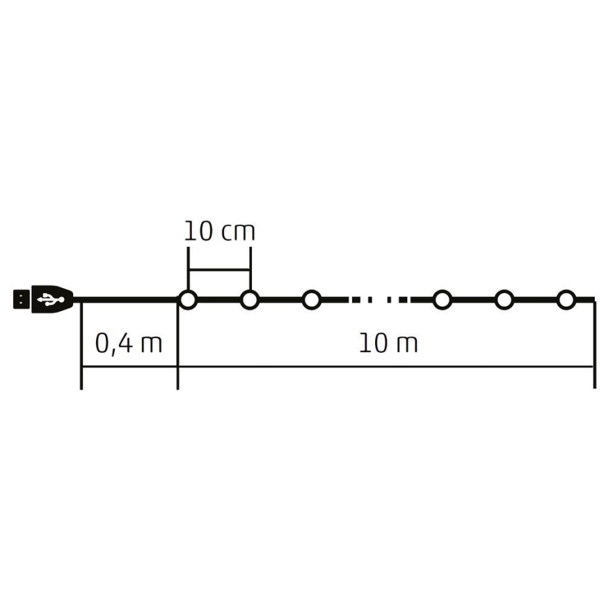 LED RGB Christmas ljusreglerad chain 100xLED/29 funktioner 10,4m
