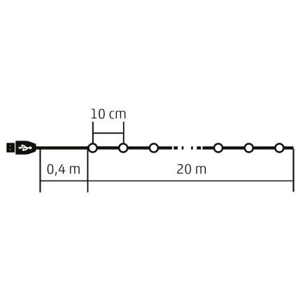LED RGB Christmas ljusreglerad chain 200xLED/29 funktioner 20,4m