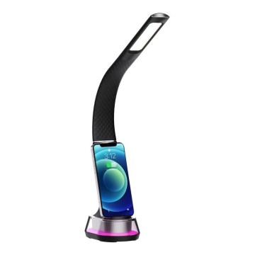 LED RGB Dimbar bordslampa med trådlös laddning CORELLA LED/7W/12/230V svart