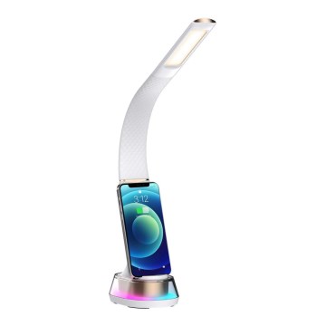 LED RGB Dimbar bordslampa med trådlös laddning CORELLA LED/7W/12/230V vit