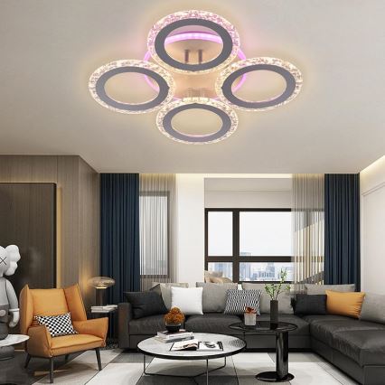 LED RGB dimbar fäst ljuskrona LED/55W/230V 3000-6500K + fjärrkontroll