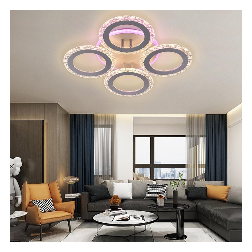 LED RGB dimbar fäst ljuskrona LED/55W/230V 3000-6500K + fjärrkontroll