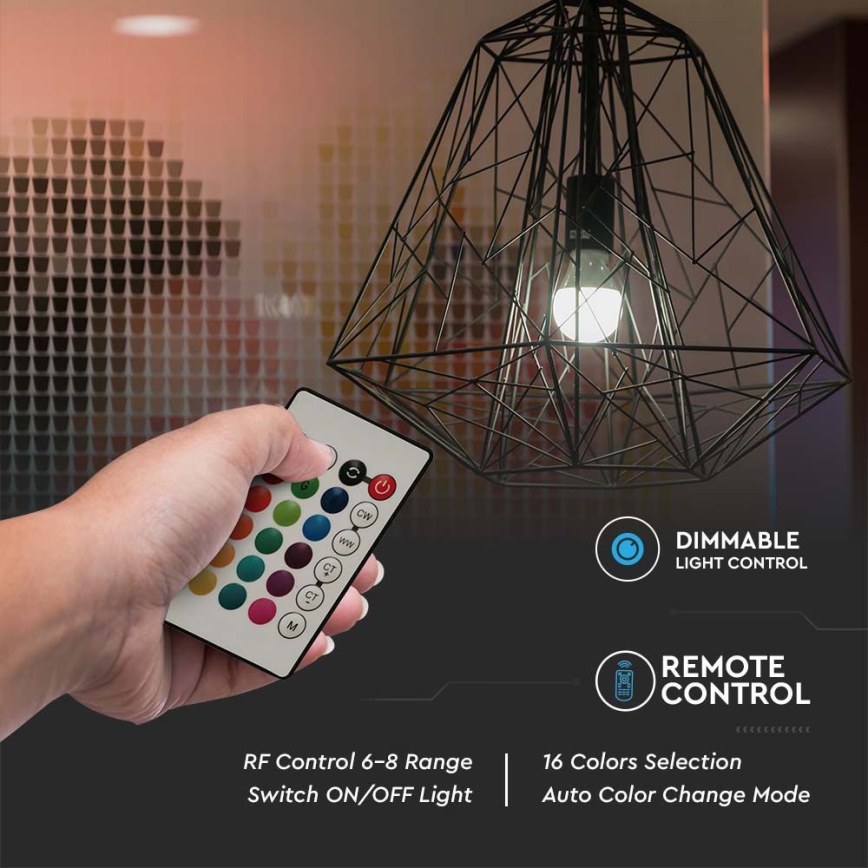 LED RGB dimbar glödlampa A60 E27/8,5W/230V 4000K + fjärrkontroll