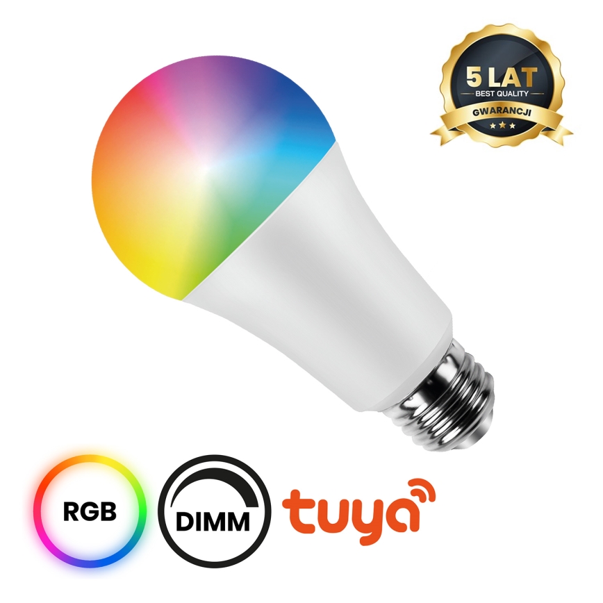 LED RGB Dimbar glödlampa A70 E27/11W/230V 2700-6500K Wi-Fi Tuya