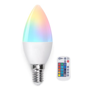 LED RGB dimbar glödlampa E14/4,8W/230V 3000K + fjärrkontroll - Aigostar