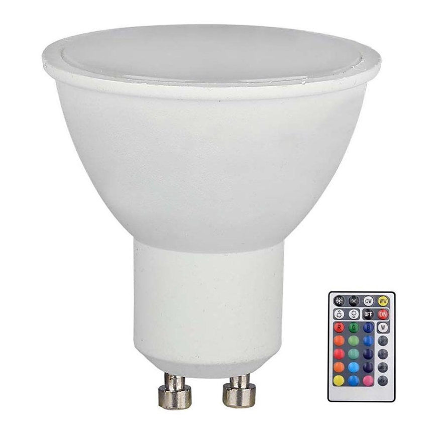LED RGB dimbar glödlampa GU10/4,8W/230V 4000K + fjärrkontroll