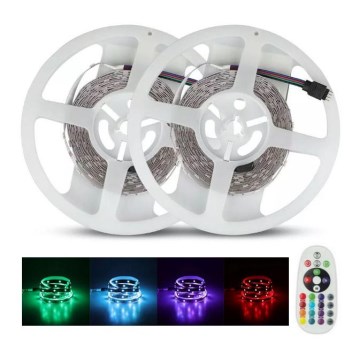 LED RGB Dimbar ljusslinga 2x5m LED/4,8W/230V + Fjärrstyrd