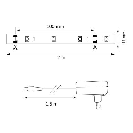 LED RGB Dimbar ljusslinga MAGIC 2 m LED/12W/230V + Fjärrstyrd