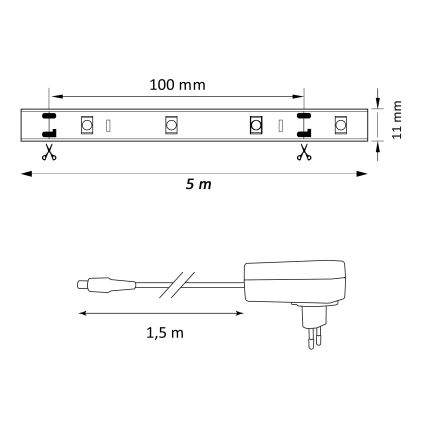 LED RGB Dimbar ljusslinga MAGIC 5 m LED/24W/230V + Fjärrstyrd