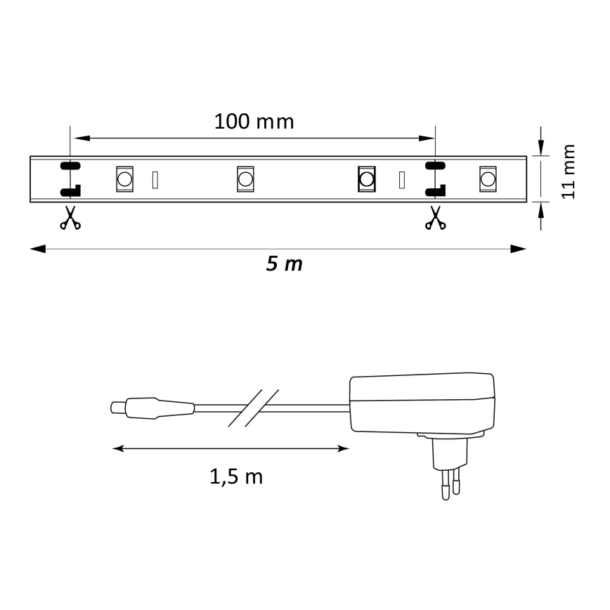 LED RGB Dimbar ljusslinga MAGIC 5 m LED/24W/230V + Fjärrstyrd