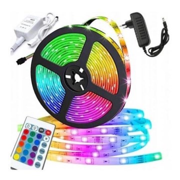 LED RGB Dimbar remsa 5m LED/12W/12/230V IP44 + fjärrkontroll