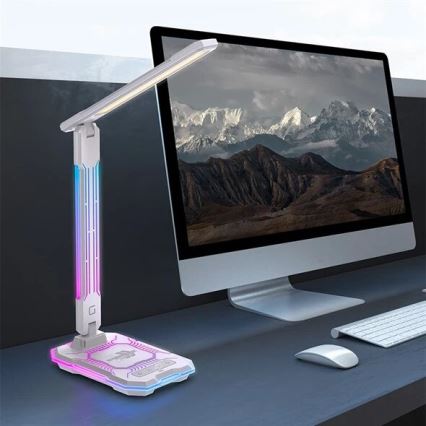 LED RGB Dimbar uppladdningsbar touch bordslampa med trådlös laddning LED/7,5W/5V 2700-5300K vit