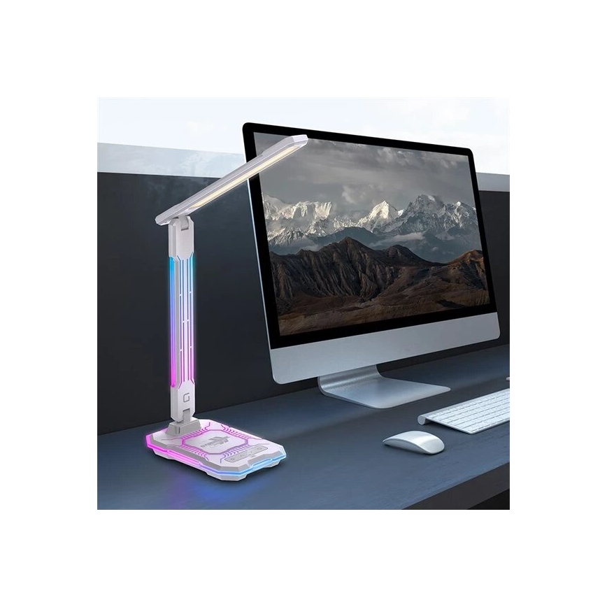 LED RGB Dimbar uppladdningsbar touch bordslampa med trådlös laddning LED/7,5W/5V 2700-5300K vit