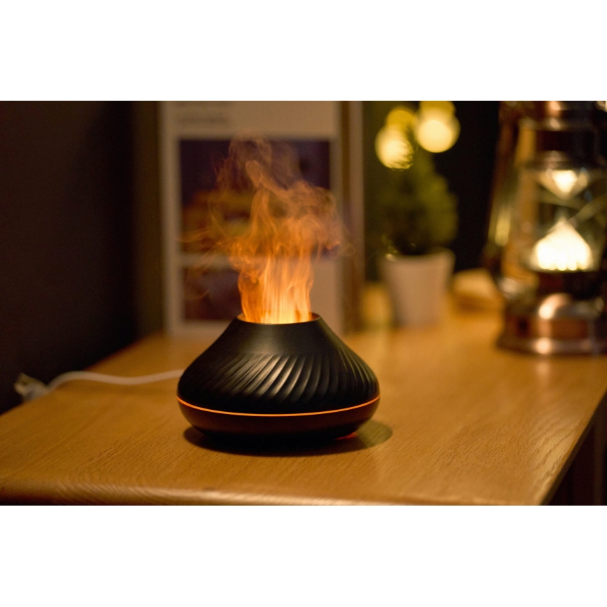 LED RGB Doftspridare med flamimitation LED/6,5W/5V 130ml svart