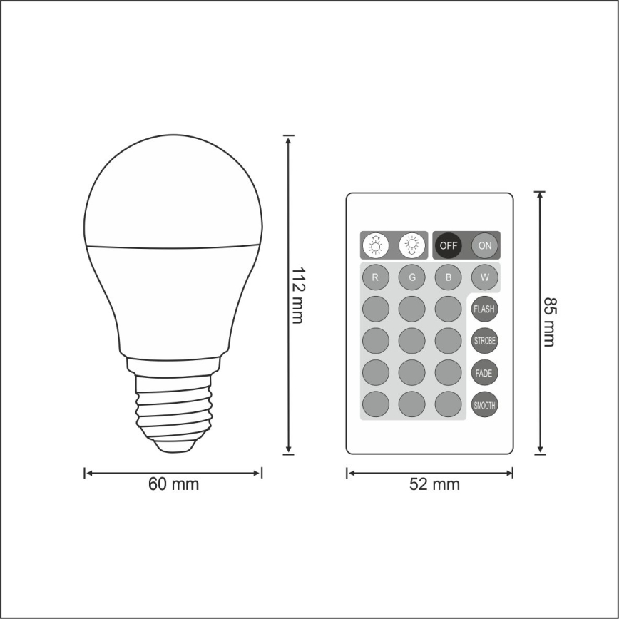 LED RGB Glödlampa E27/6W/230V Dimbar 3000K
