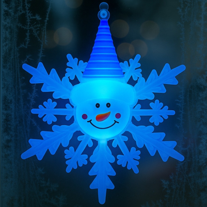 LED RGB juldekoration med sugkopp LED/3xLR44 snögubbe röd/blå/grön