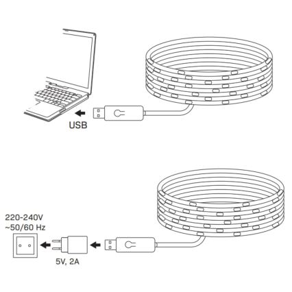 LED RGB Julkedja LED/10W/5V 10 m USB + fjärrkontroll
