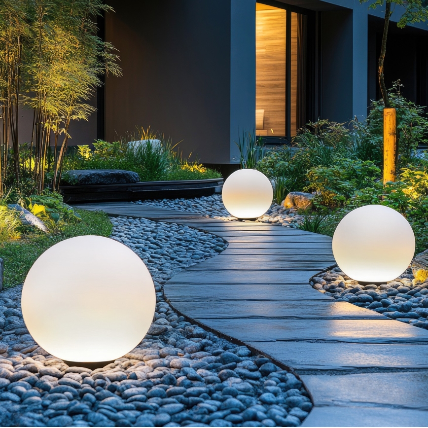 LED RGB Ljusreglerad solcell lampa GARDEN BALL LED/5W/3,7V 3000K IP54 diameter 30 cm + fjärrkontroll