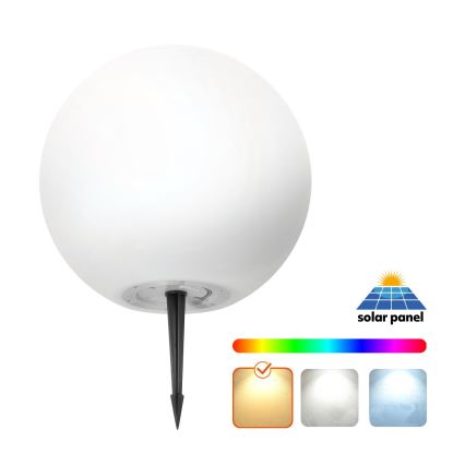 LED RGB Ljusreglerad solcell lampa GARDEN BALL LED/5W/3,7V 3000K IP54 diameter 30 cm + fjärrkontroll