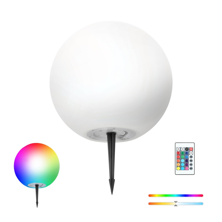 LED RGB Ljusreglerad solcell lampa GARDEN BALL LED/5W/3,7V 3000K IP54 diameter 30 cm + fjärrkontroll