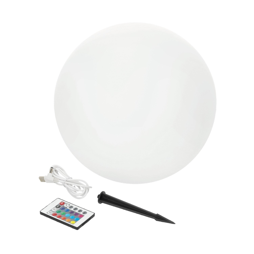 LED RGB Ljusreglerad solcell lampa GARDEN BALL LED/5W/3,7V 3000K IP54 diameter 30 cm + fjärrkontroll