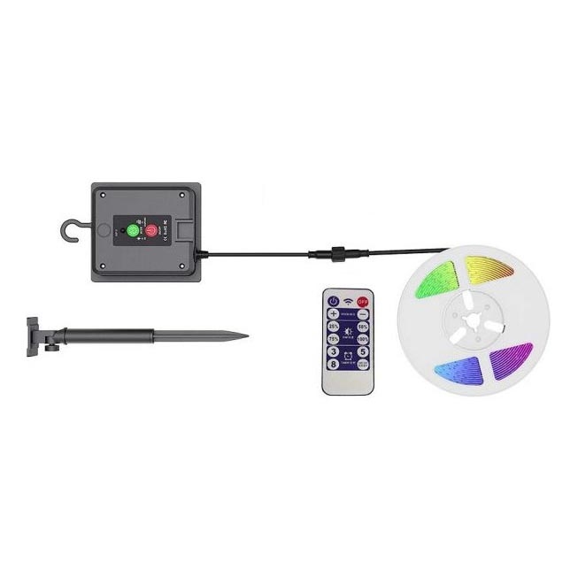 LED RGB Ljusreglerad solcell list LED/1,2W/3,7V IP67 5m + fjärrkontroll