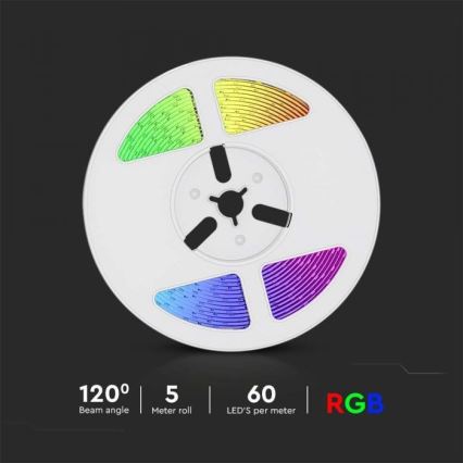 LED RGB Ljusreglerad solcell list LED/1,2W/3,7V IP67 5m + fjärrkontroll