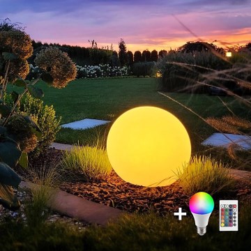 LED RGB Ljusreglerad utomhus lampa GLOBO 1xE27/8,5W/230V diameter 60 cm IP44 + fjärrkontroll