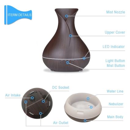 LED RGB Luftfuktare och luftjoniserare 400 ml