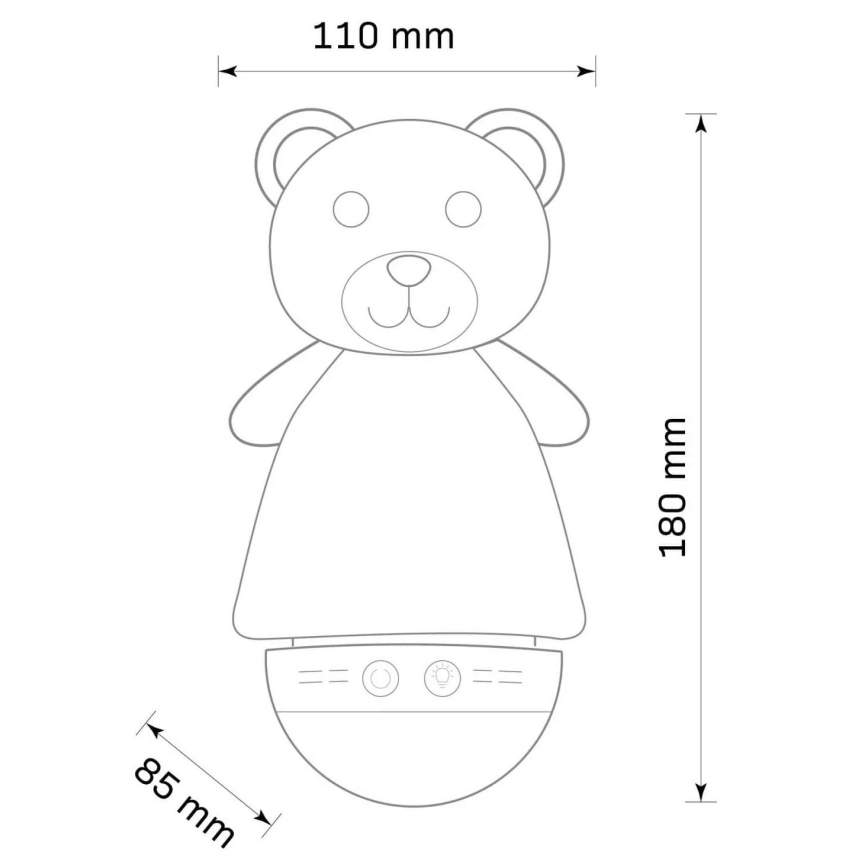 LED RGB Nattlampa för barn med en melody 3xAAA/5V björn