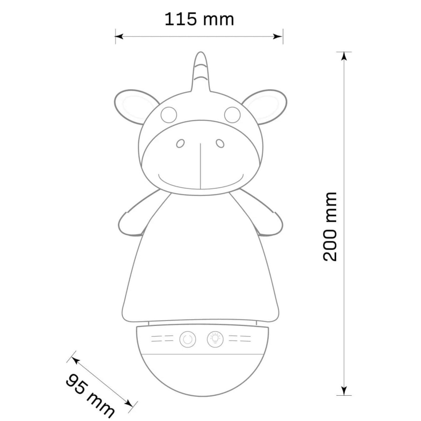 LED RGB Nattlampa för barn med en melody 3xAAA/5V enhörning