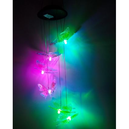 LED RGB solarlampa 6xLED/1,2V 300 mAh IP44 fjärilsform
