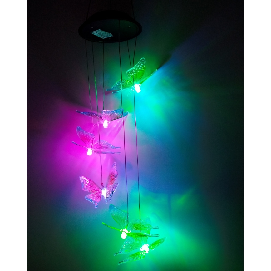 LED RGB solarlampa 6xLED/1,2V 300 mAh IP44 fjärilsform