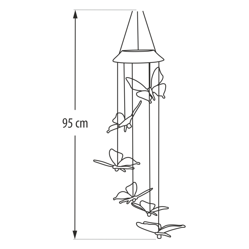 LED RGB solarlampa 6xLED/1,2V 300 mAh IP44 fjärilsform