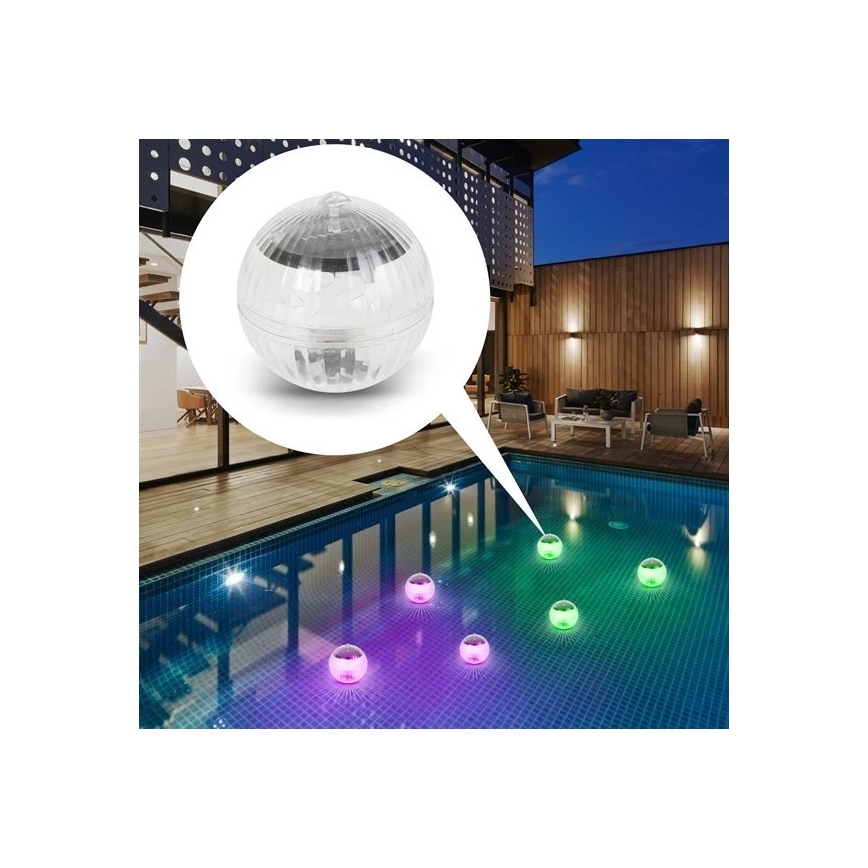 LED RGB Solcellslampa för pool med skymningssensor LED/1,2V/600 mAh IP65