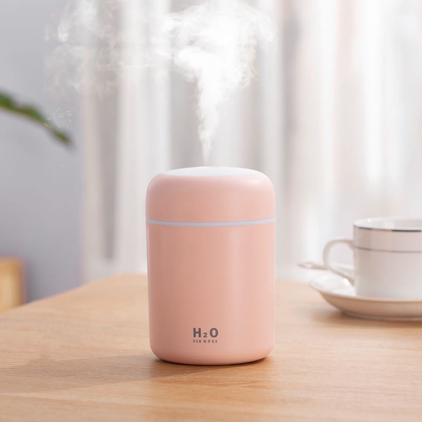 LED RGB Ultrasonisk aromdiffusor och luftfuktare LED/2W 300ml rosa