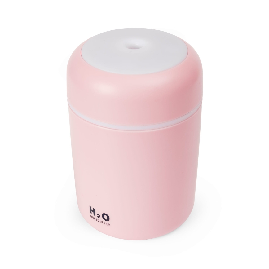 LED RGB Ultrasonisk aromdiffusor och luftfuktare LED/2W 300ml rosa