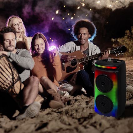 LED RGB uppladdningsbar högtalare Med en mikrofon 400W/2400 mAh + fjärrkontroll