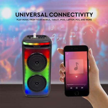 LED RGB uppladdningsbar högtalare Med en mikrofon 400W/2400 mAh + fjärrkontroll