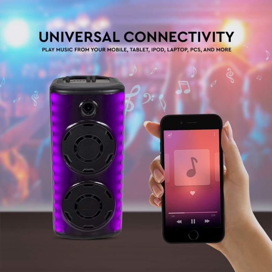 LED RGB uppladdningsbar högtalare Med en mikrofon 600W/2400 mAh + fjärrkontroll