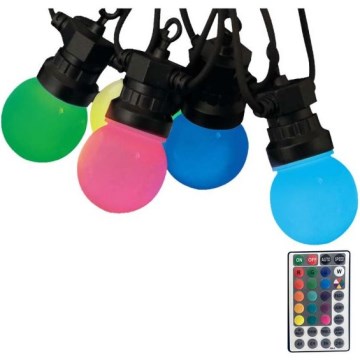 LED RGB Utomhusslinga STRING 13 m 15xLED/0,5W/230V IP44 + fjärrkontroll