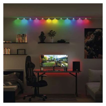LED RGBIC+CCT Dekorativ slinga med spotlight GoSmart 12xLED/7W/230V 255 cm Wi-Fi Tuya