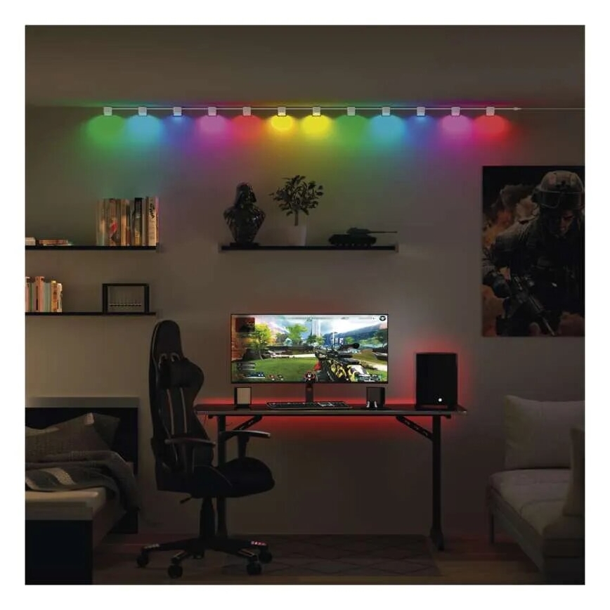 LED RGBIC+CCT Dekorativ slinga med spotlight GoSmart 12xLED/7W/230V 255 cm Wi-Fi Tuya
