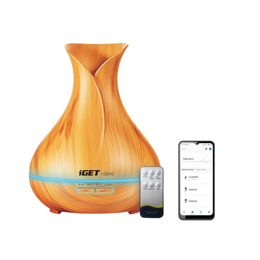 LED RGBW Aromadiffusor och luftfuktare LED/230V 500 ml Wi-Fi + fjärrkontroll