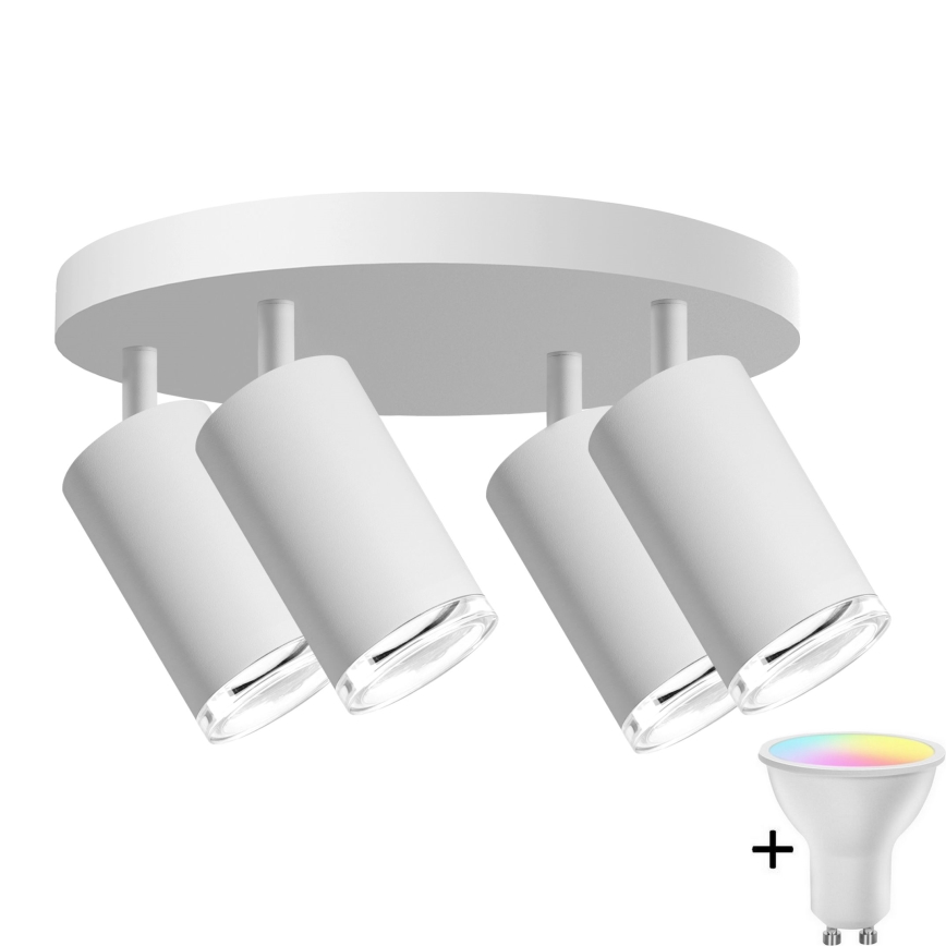 LED RGBW Dimbar Badramp Lampa TURYN 4xGU10/6,5W/230V 2700-6500K Wi-Fi IP44 Vit