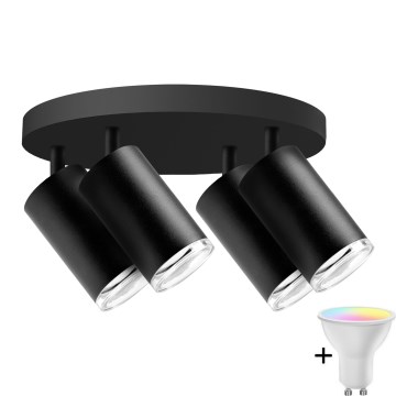 LED RGBW Dimbar Badrums Spotlights TURYN 4xGU10/6,5W/230V 2700-6500K Wi-Fi IP44 svart