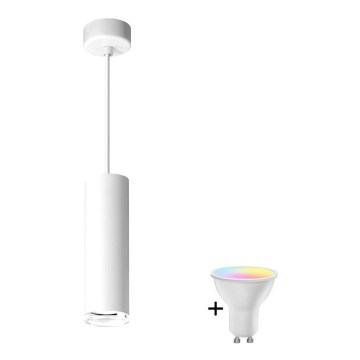 LED RGBW Dimbar badrumspendel med kabel TURYN 1xGU10/6,5W/230V 2700-6500K Wi-Fi IP44 vit