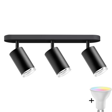 LED RGBW Dimbar badrumsspot TURYN 3xGU10/6,5W/230V 2700-6500K Wi-Fi IP44 svart