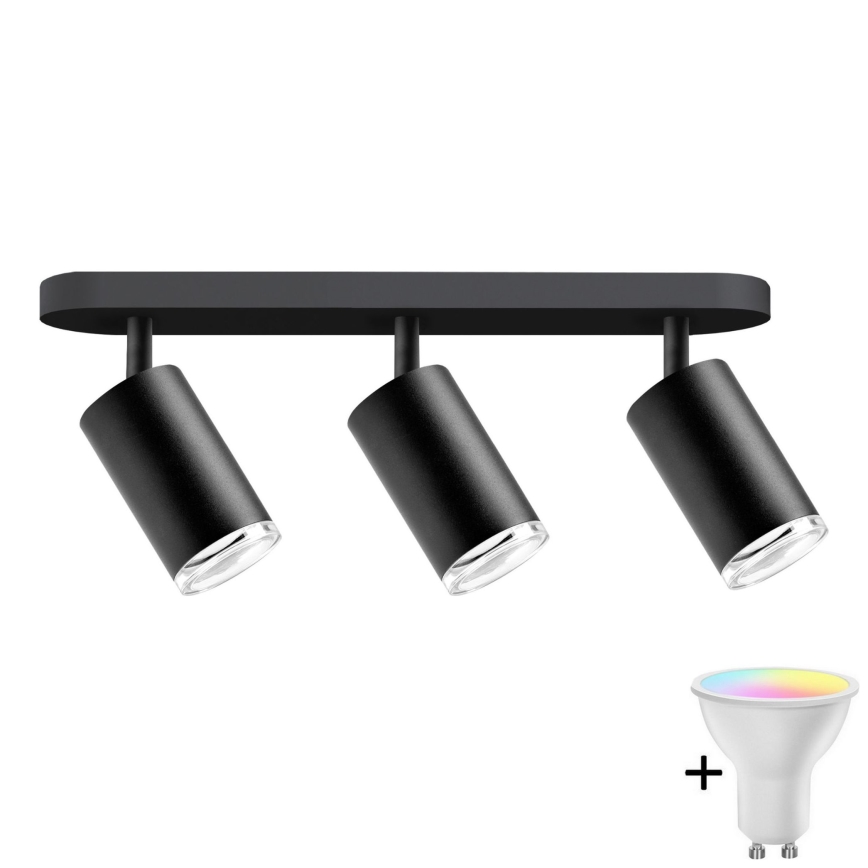 LED RGBW dimbar badrumsspotlight TURYN 3xGU10/6,5W/230V 2700-6500K Wi-Fi IP44 svart