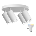 LED RGBW dimbar badrumsspotlight TURYN 4xGU10/6,5W/230V 2700-6500K Wi-Fi IP44 vit